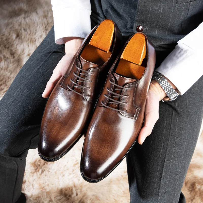 

Fashion Business Dress Men Shoes 2023 New Classic Leather Men's Formal Shoes Comfortable Slip On Dress Shoes Men Oxfords Size 48