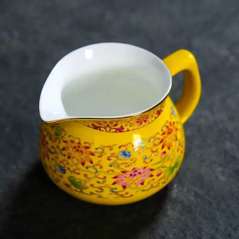 Ceramic Water Jug Enamel Colorful Tea Pitcher Emperor Retro Yellow Chinese Milk Teacup Pot 200ml Mug Cute Porcelain Drinkware