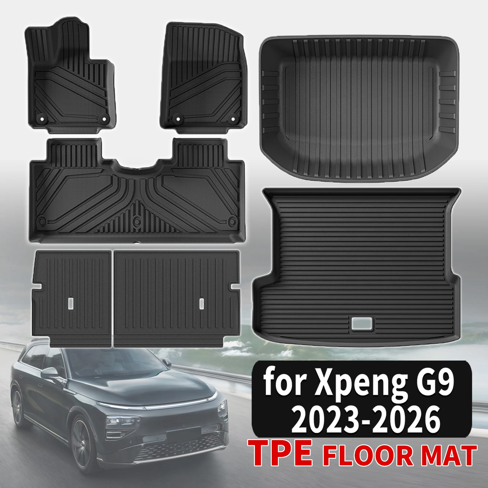 Xpeng G9 2023 2024 2025 2026 맞춤형 TPE 매트 풀세트 친환경 방수 올웨더 플로어 라이너 액세서리
