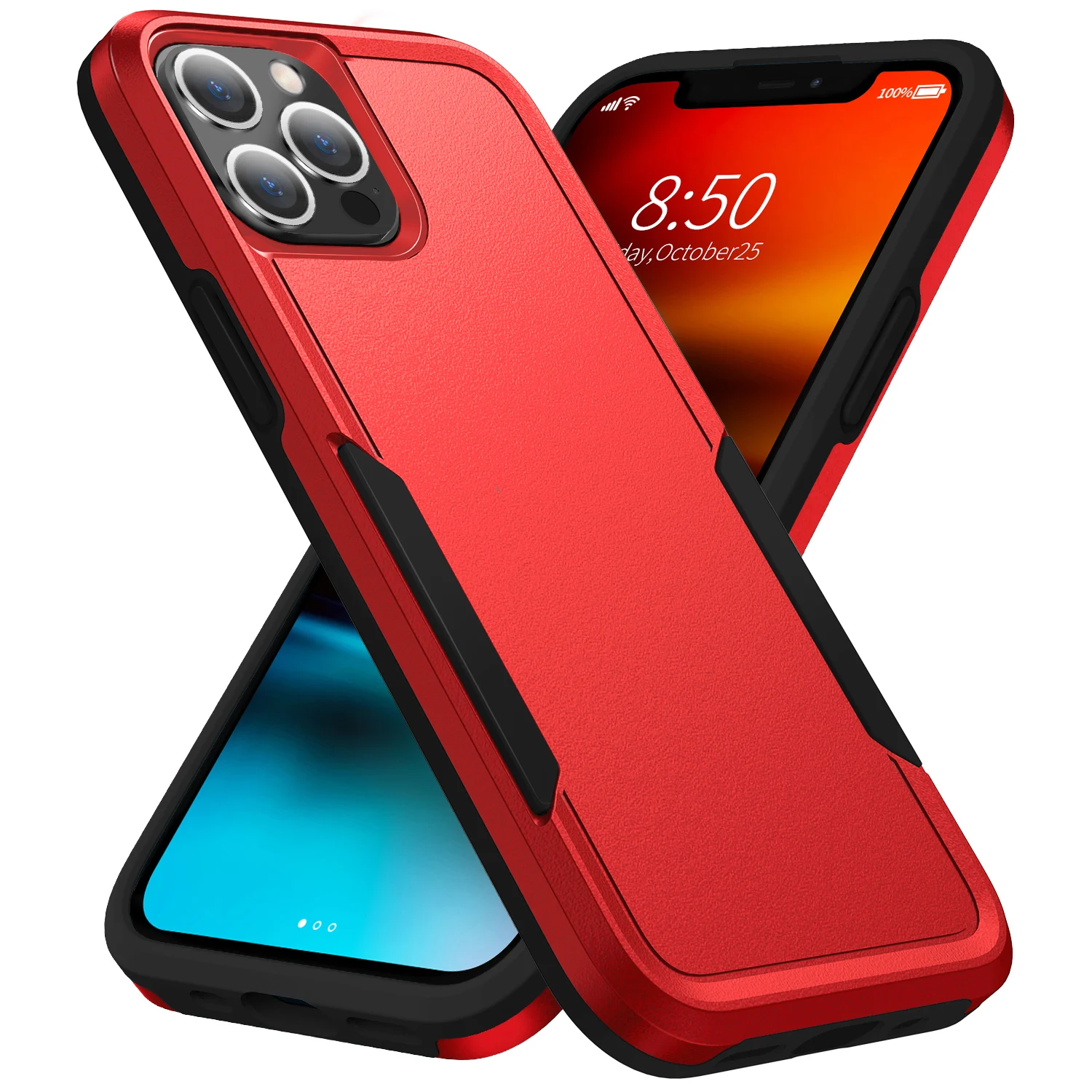 Armor Shockproof Phone Case with Heavy Duty TPU Bumper and Hard Plastic Back Cover