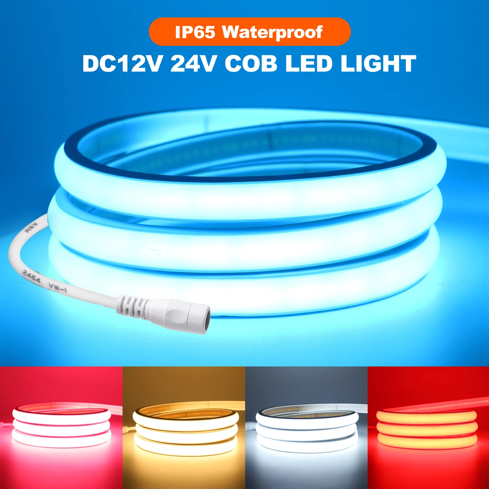 

IP67 Waterproof COB LED Strip 12V 24V 320LEDs/m RA90 High Density Silicone Tube Neon Light Strip 3000K 4000K Flex Ribbon Tape