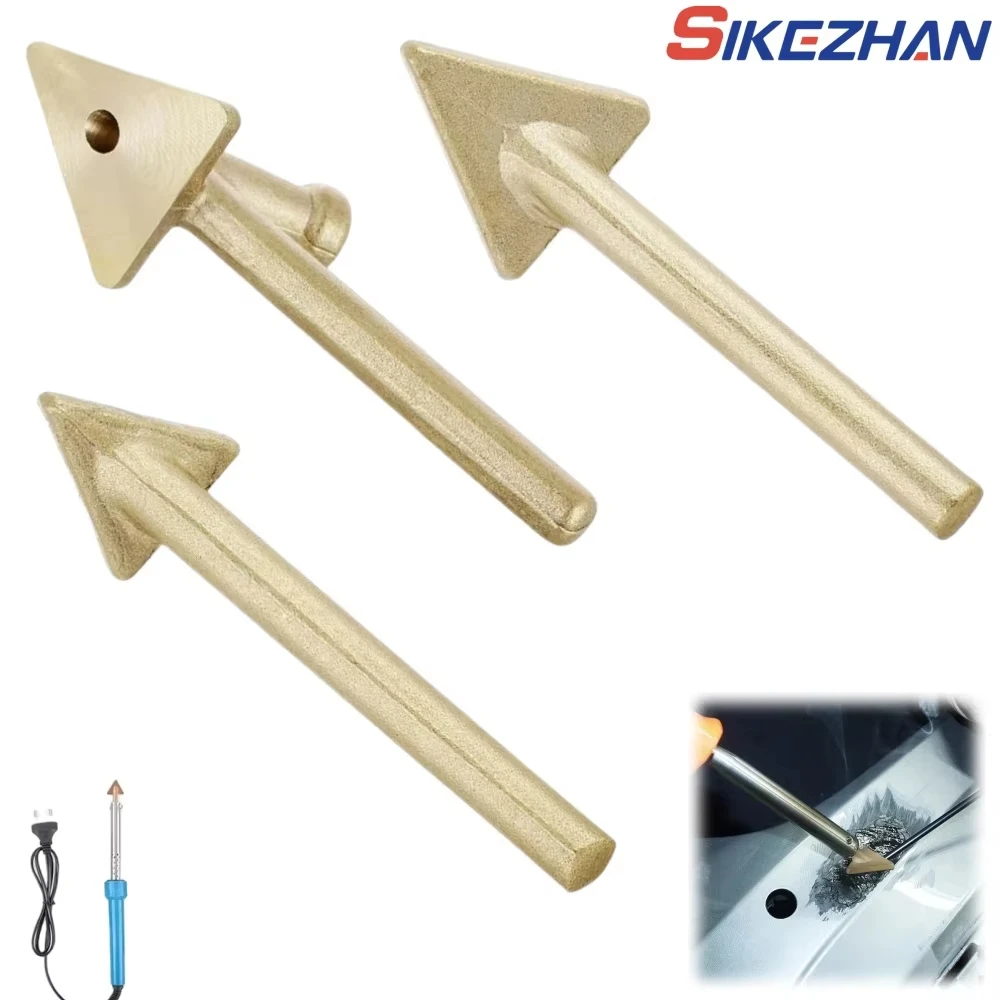 Soldering Iron 3pc Soldering Iron Tips set Copper Repair Triangular Smoothing Head Welding Tips Iron Plastic Welder-Replacement For 80Watt