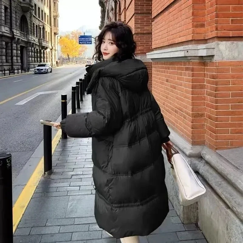 2023 New Women Winter Down Jacket Loose Thickened Overcoat White Duck Down Coat Clothing Mid length version Hooded Outwear