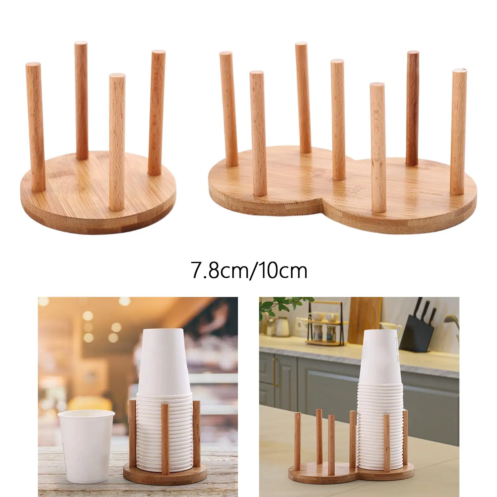 Sturdy Cup Dispenser Round Wooden Water Cups Holder for Lounges Party Countertop Bar