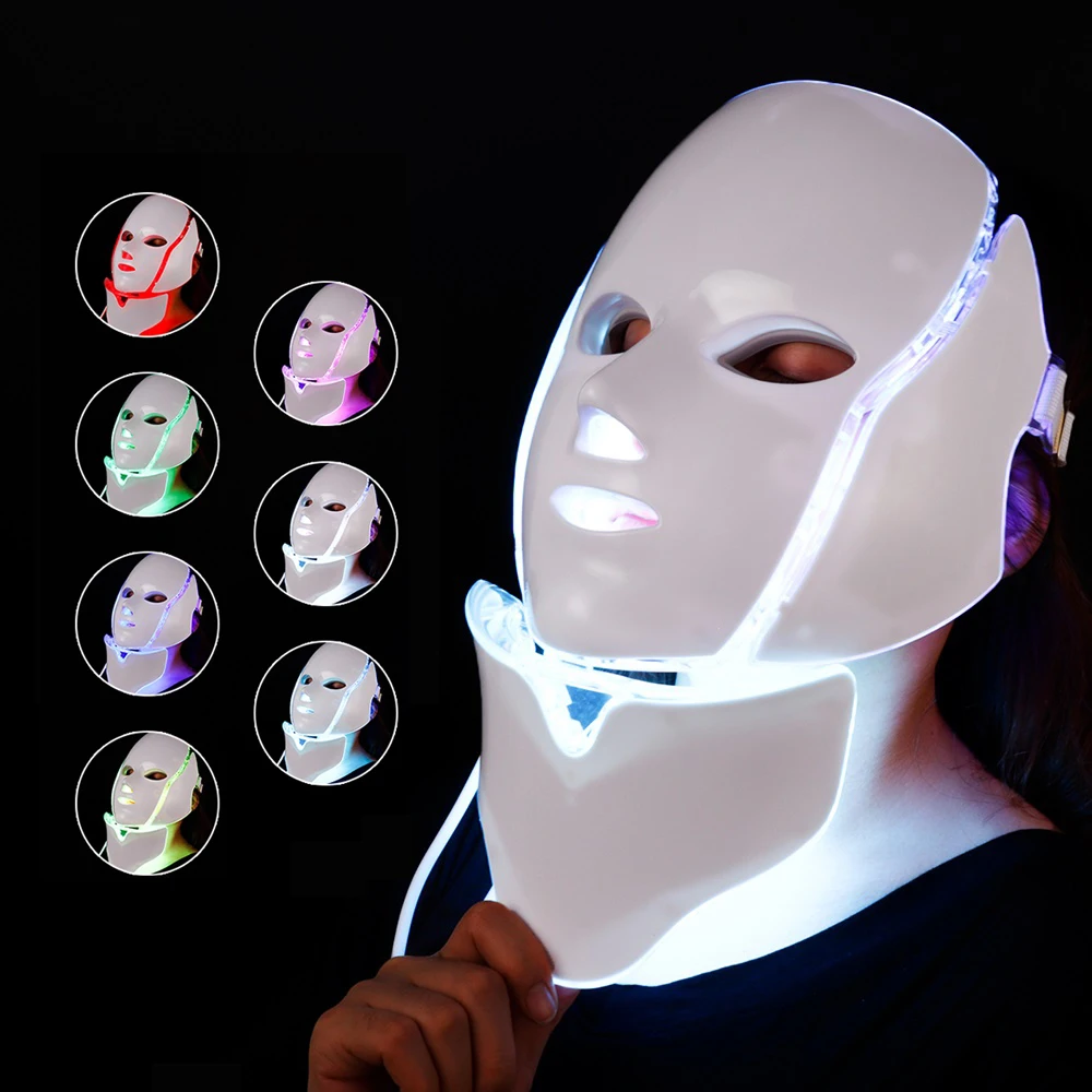 Ledフェイシャルセラピーマスク,7色ledフェイシャルセラピーマスク,フォトンセラピー,スキンケア,しわ防止,にきび除去 - AliExpress  美容  健康