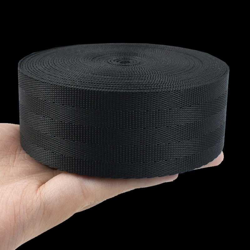 Black Nylon Webbing Tape for Sewing and Crafting - Various Widths and Lengths Available