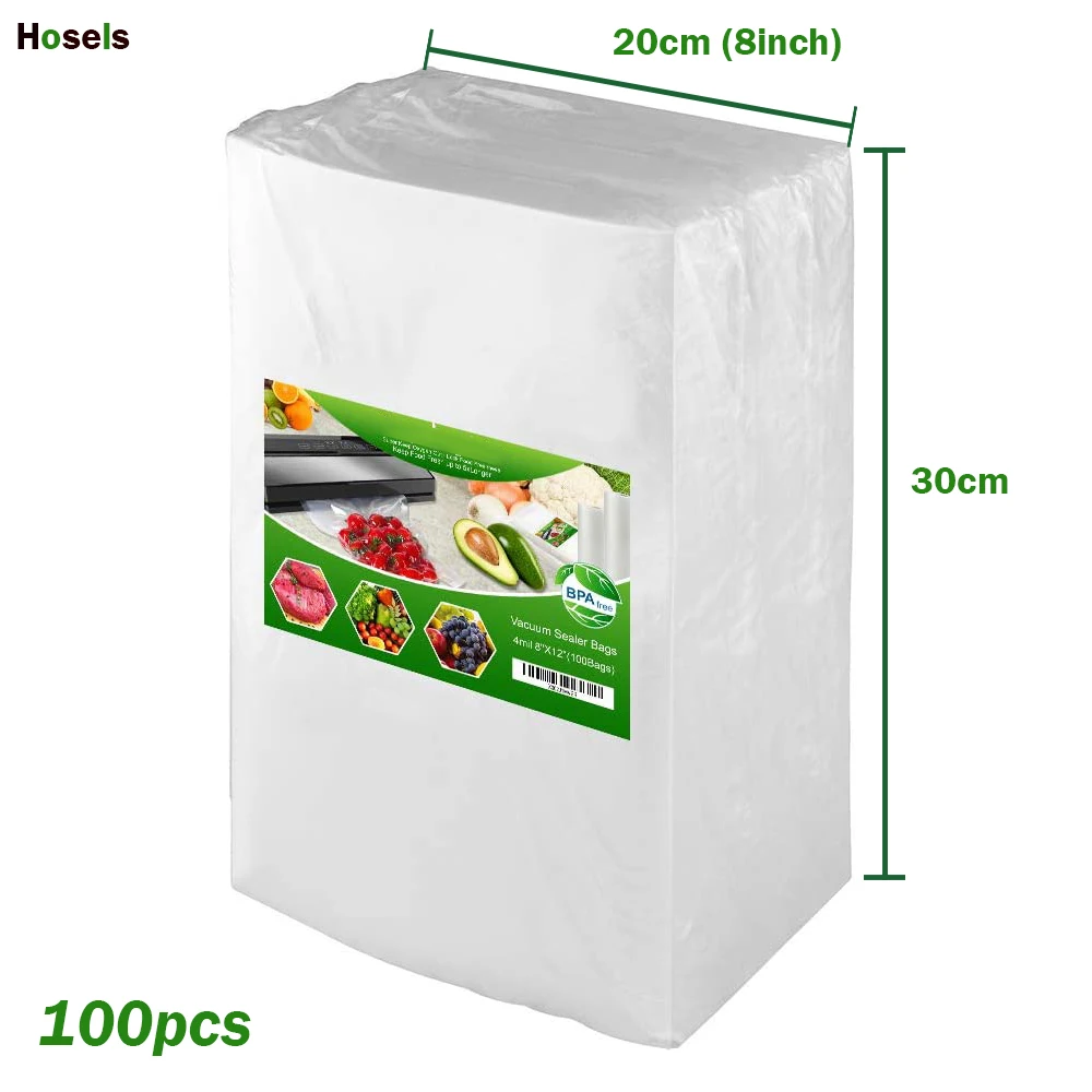 Hosels 100pcs Size 8x12Inch Vacuum Freezer Sealer Bags for Food ,BPA Free,  and Work with Any Types Vacuum Sealer - AliExpress
