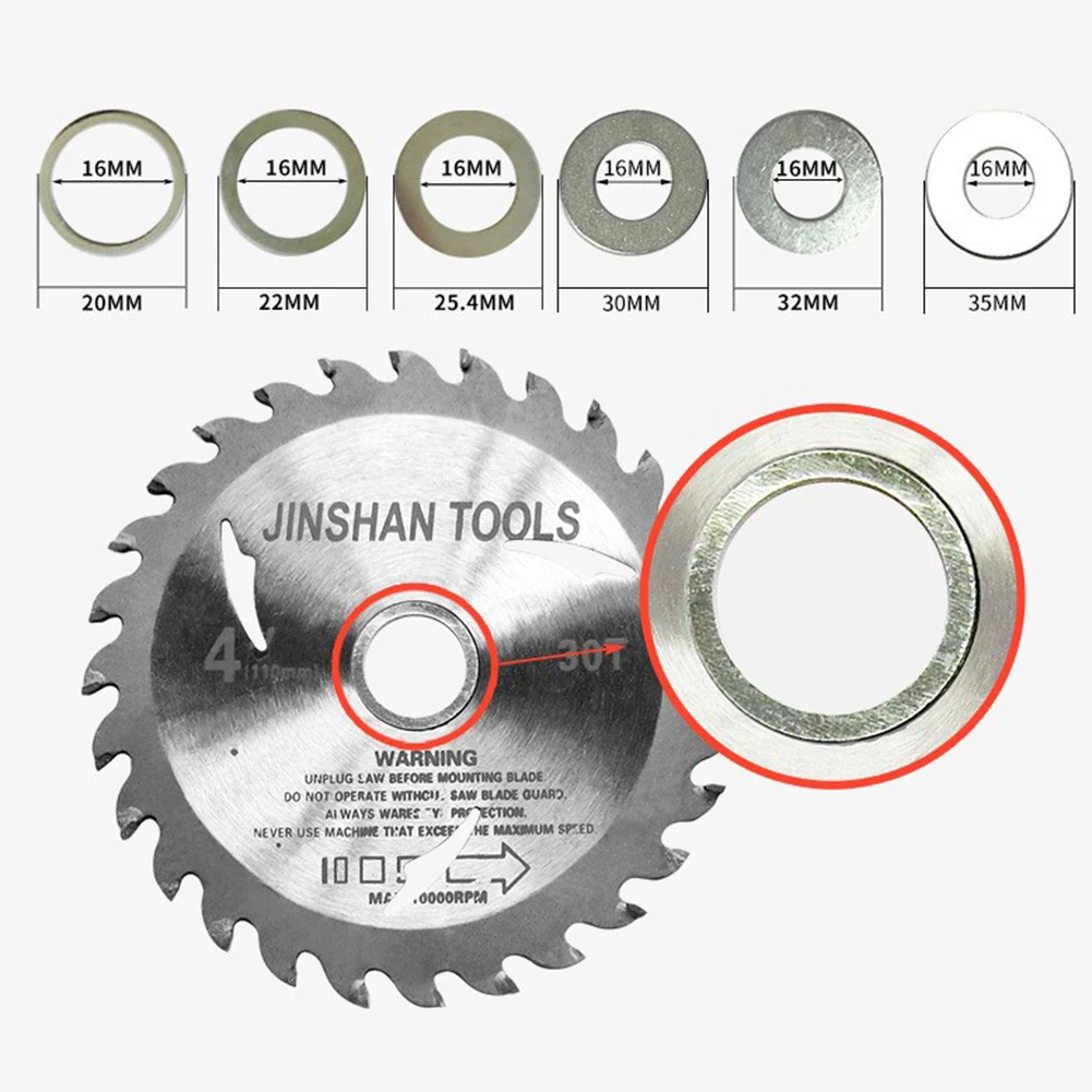 

6pcs Circular Saw Ring Adapter Washer Circular Saw Blade Reducing Rings Cutting Disc Aperture Gasket Inner Hole Adapter Ring