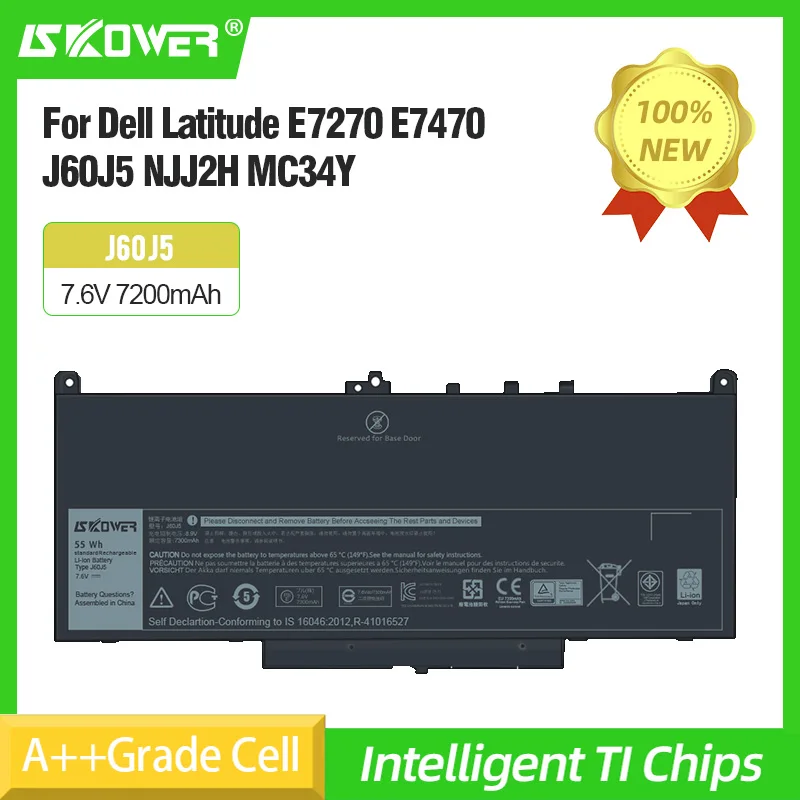 

Сменный аккумулятор SKOWER J60J5 для ноутбука DELL Latitude E7270 E7470 J60J5 R1V85 MC34Y242WD 7,6 В 55WH J60J5 аккумулятор