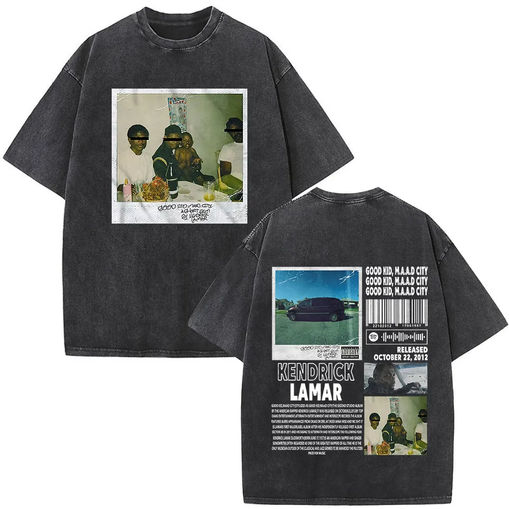 Kendrick Lamar Graphic T Shirt Washed Black Oversized Y2K Rap Tee Mens Top