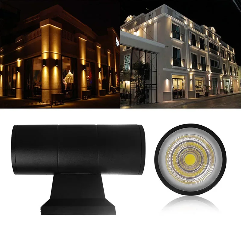 Up Down Dual-Head Outdoor Lighting Wall Lamps Cylinder COB 6W 10W LED Wall Light IP65 Waterproof Porch lights AC 85-265V 21cc t dual cylinder crankshaft