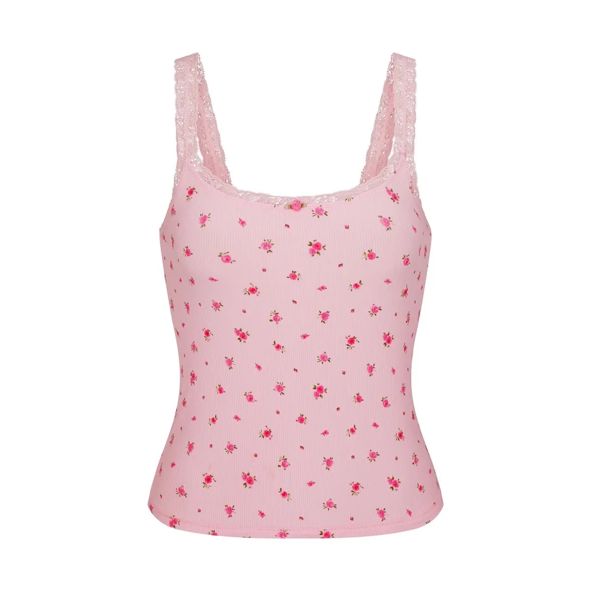 

skims Kardashian floral pink stretch bodice lace camisole