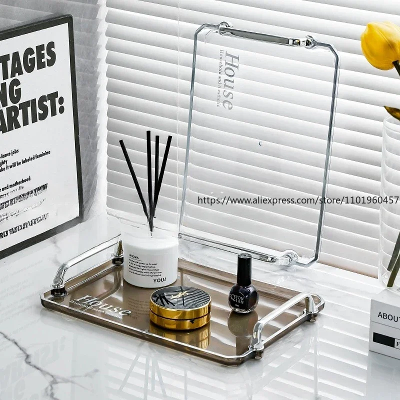 Luxury Creative Rectangle Storage Trays Home Decor Geometric Art Table Ornaments Kitchen Accessories Plastic Crafts Tea Trays 2