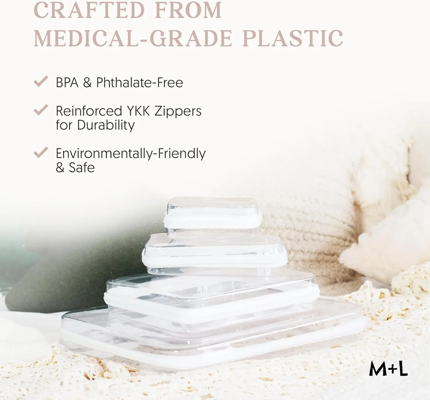 Maple & Lark Bliss Bins - Hard Sided Clear Zipper Case for Storage - Professional-Grade Plastic Clear Zipper Pencil Case, 4