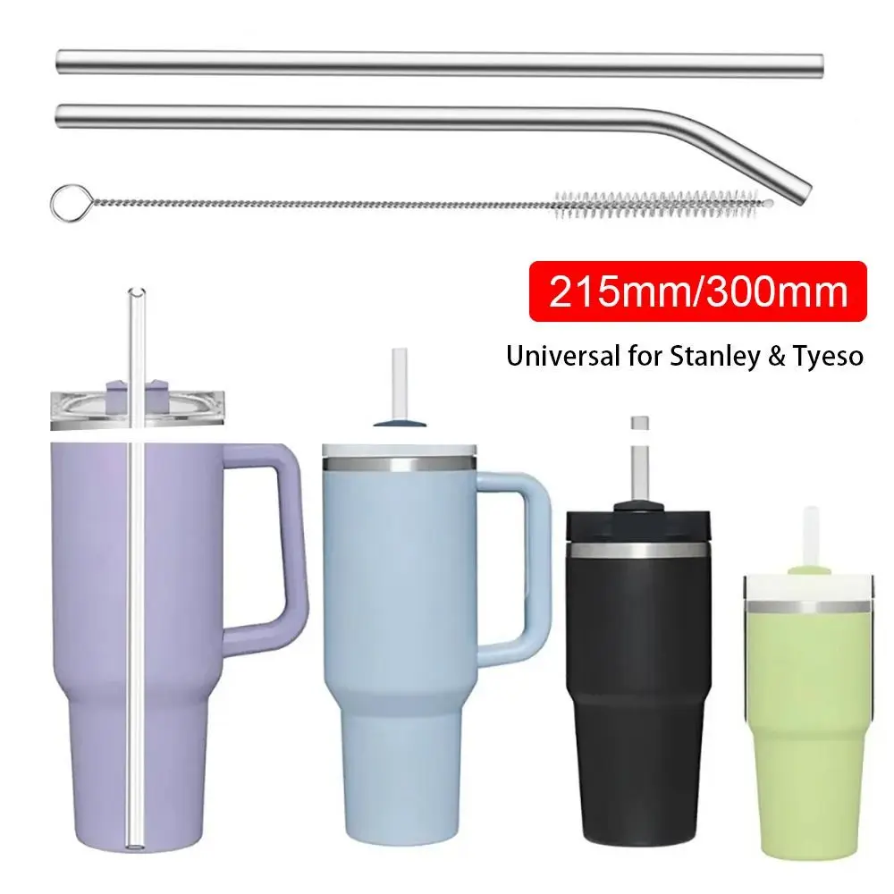 Stainless Steel Reusable Drinking Straws - Straight & Bent Silver Cup Straws (6mm & 8mm)