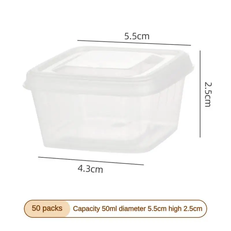 

Прозрачная одноразовая коробка для приправ, 50 мл, коробка для хранения лимонного чая, страстных фруктов, пластиковая мини-коробка для хранения