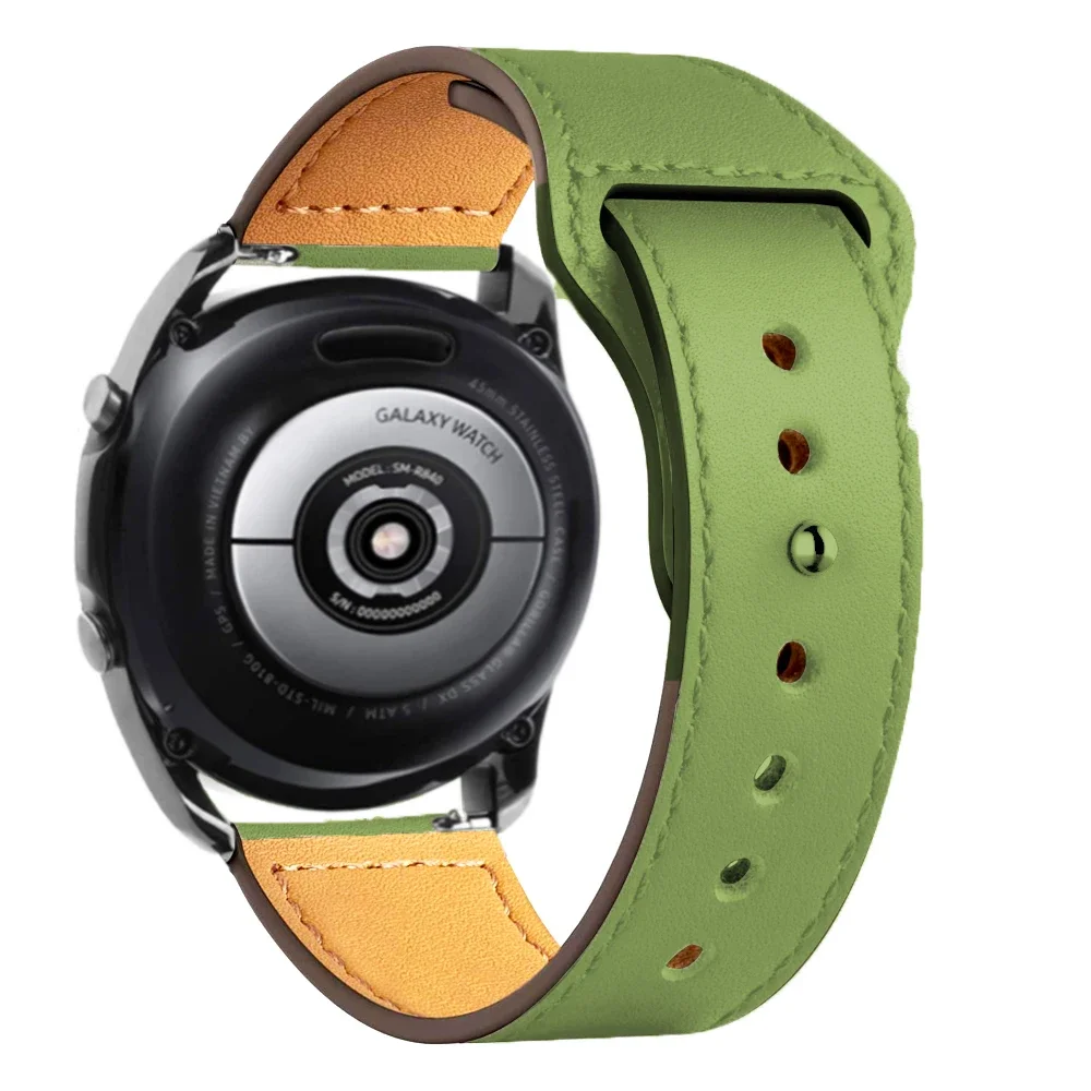 Magnetic Leather Strap with Metal Accents - Premium 22mm/20mm Bracelet Band