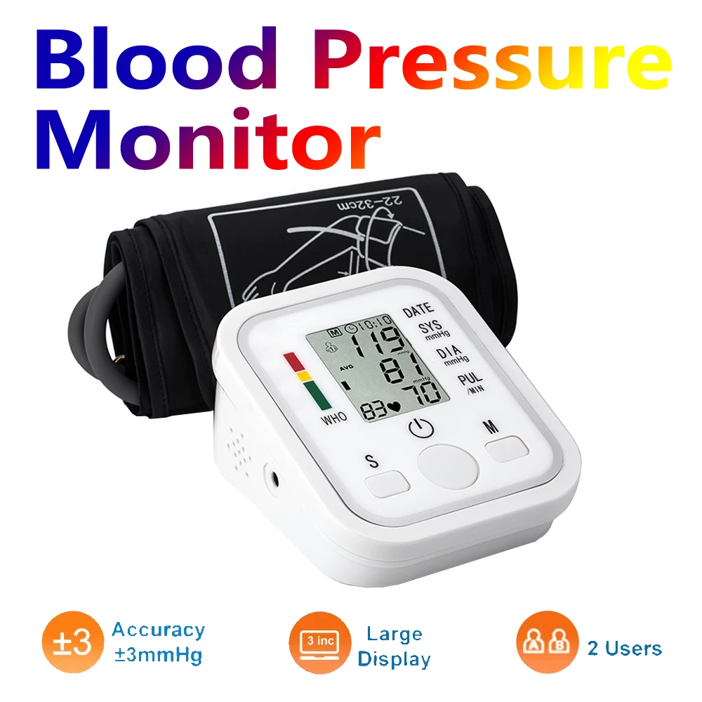 Medical Digital Arm BP Blood Pressure Monitor Tensiometer Tonometer Automatic Sphygmomanometer Heart Rate Pulse Meter