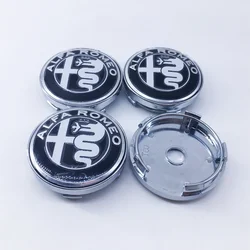 Set of 4 Stylish 60mm Wheel Hub Covers with Alfa Romeo Logo Design - 4pcs 60mm silver cap (Black white)