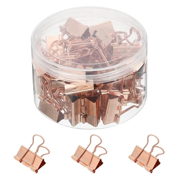 120 clip per raccoglitori grandi, clip per raccoglitori di carta in metallo, clip per ufficio con scatola di plastica per carta, forniture per ufficio domestico, oro rosa