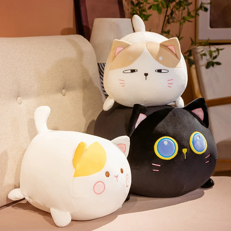 Peluche Gatto Nero 40x28cm: Morbido Cuscino A Forma Di Micio, Regalo Carino Per Auto E Casa
