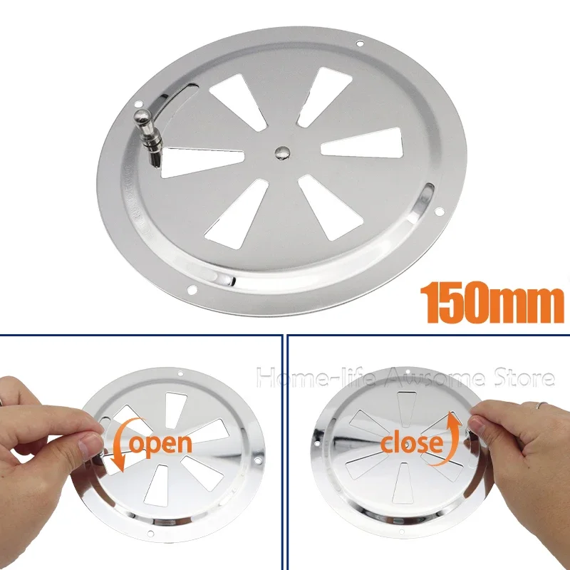 Stainless Steel 316 Boat Marine Round Air Louver Vent Grille Ventilation Louvered Ventilator Grill Cover Side Knob Opening 2pcs
