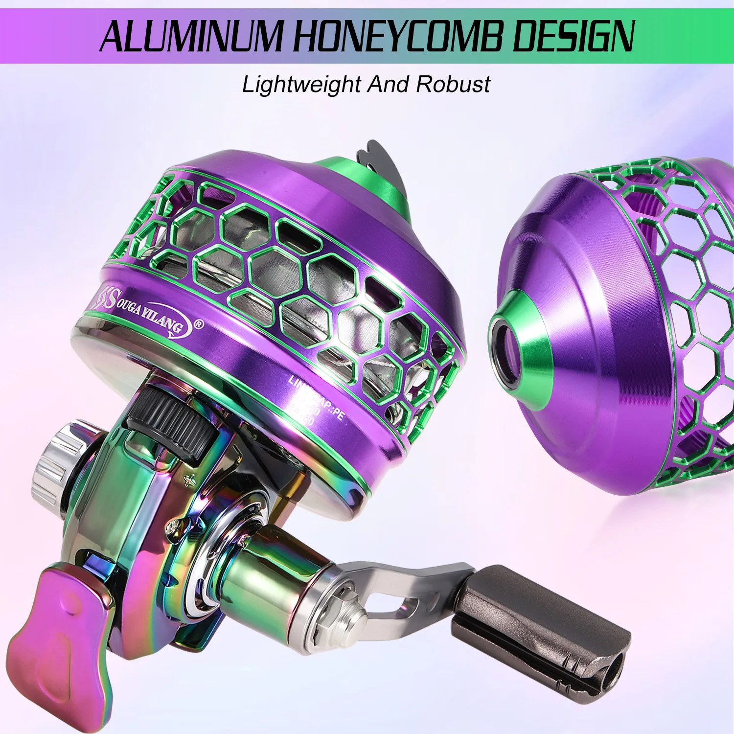 Sougayilang Bremsrad Spincast Angelrolle 3,9:1 Hochgeschwindigkeits-Köderrolle aus Aluminiumlegierung mit geflochtener Nylon-Angelschnur Pesca – Detail 9