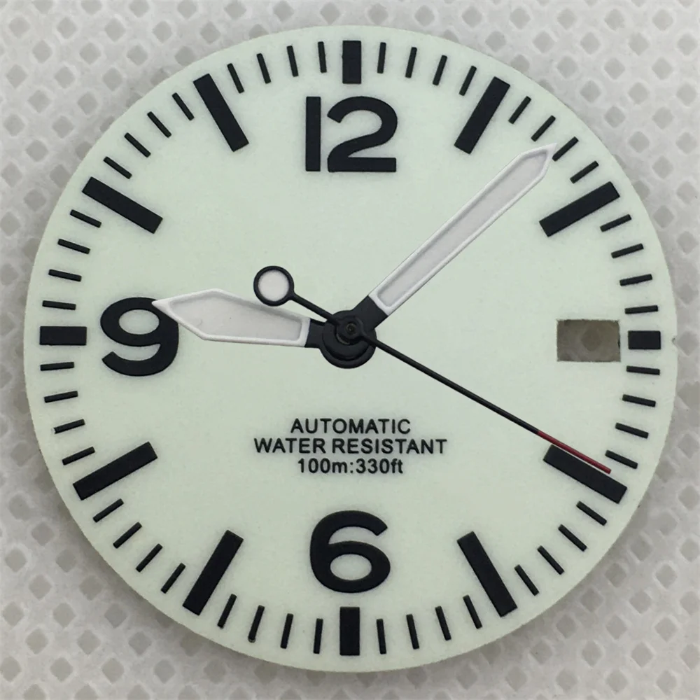 29mm Black and White Full Luminous Dial with Green Luminescence