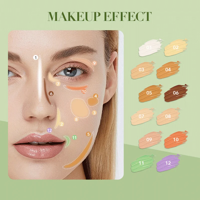 IMAGIC 12-Color Concealer Foundation Cream Covers Acne Marks Dark Circles Full Coverage Suit for All Skin Primer Makeup Cometics 4