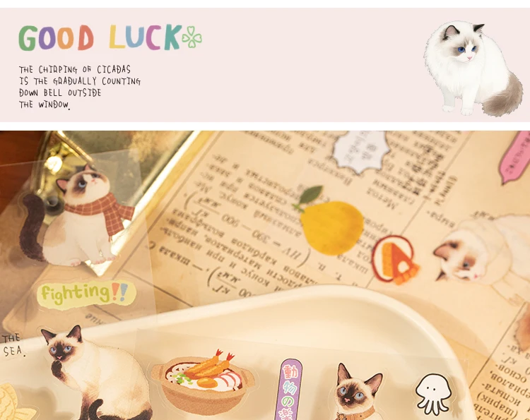 Journal GO 20 Blatt gestanzte süße Katzen-Aufkleber, Karten- und Basteln, schöne, zusammenführende Scrapbooking-Planer, mobile Dekor-Aufkleber – Detail 6