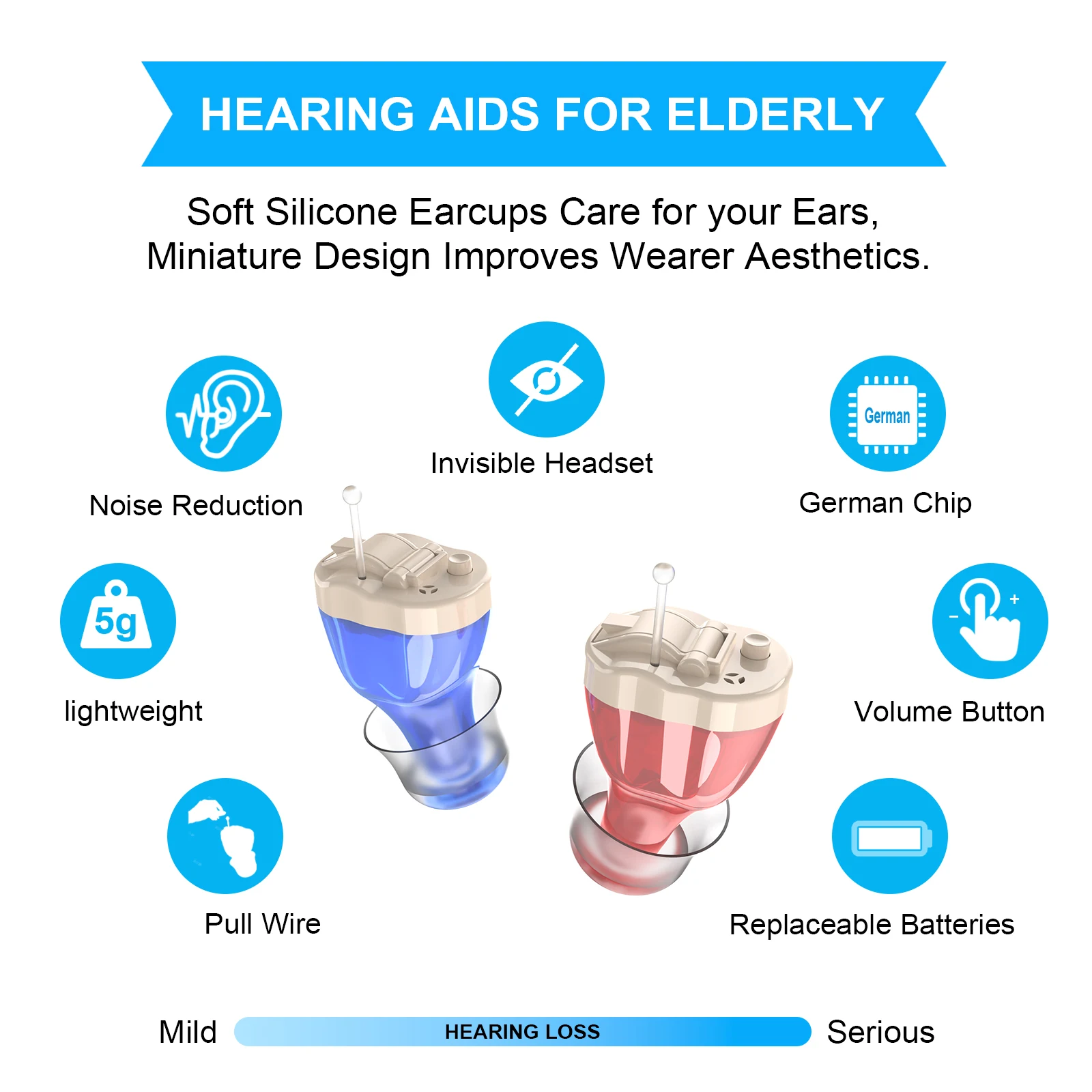 CIC Invisible Digital Hearing Aid Clear Powerful Mini Wireless Hearing Aid for Elderly Deafness hearing aid
