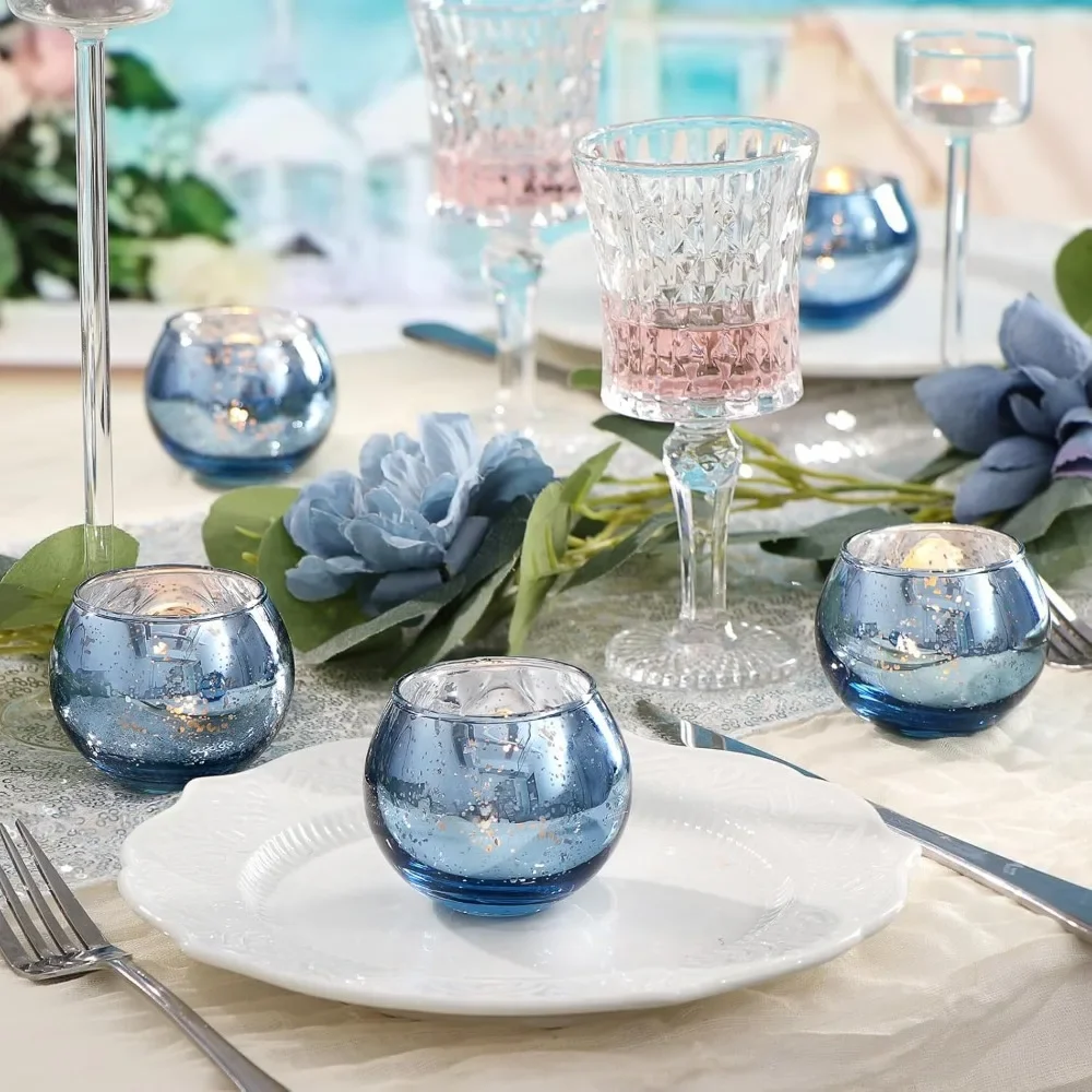 6/12Pcs Mercury Votive Glass Candle Holders Tea Lights Candlestick Home Decor Wedding Birthday Party Table Centerpieces