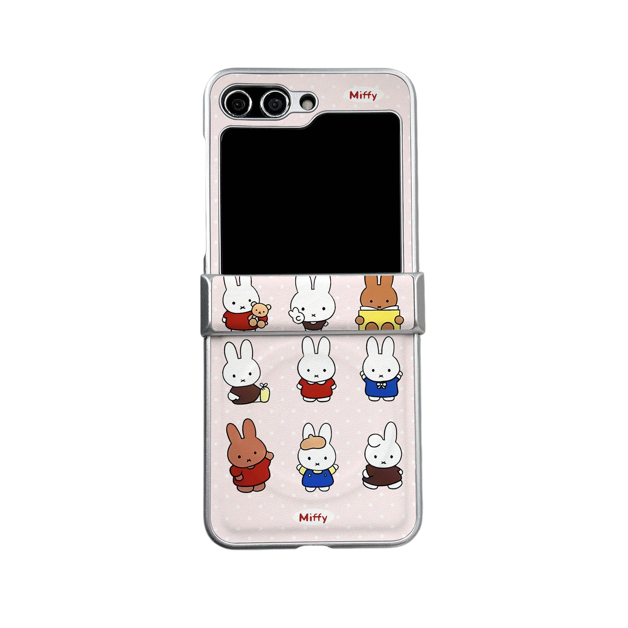 Kawaii Miffy Bunny Family Pink Phone Case - Cute Cartoon Style Shockproof Cover