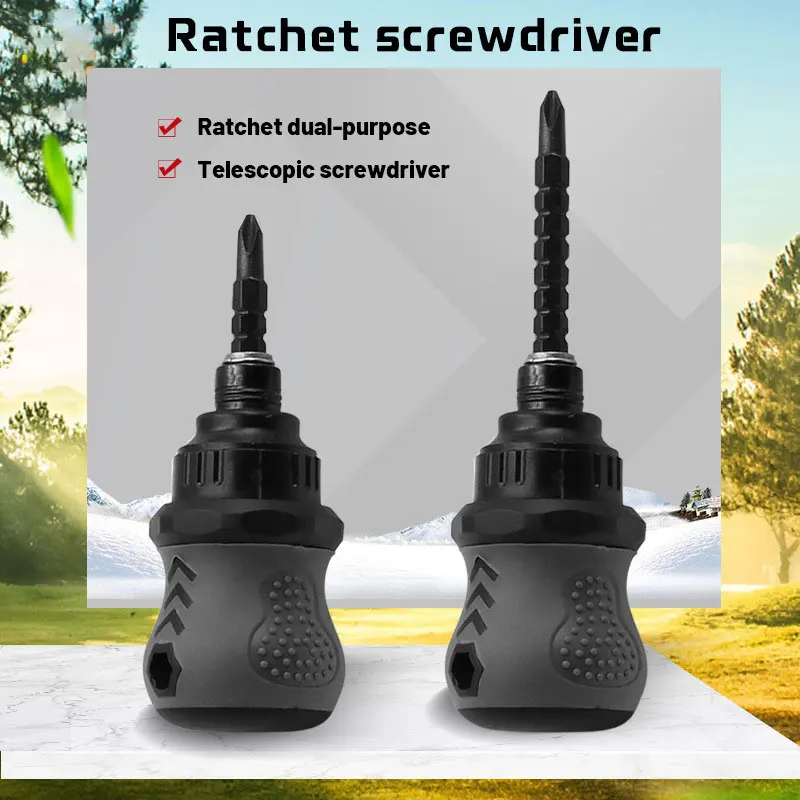 

Mini Ratchet Screwdriver Magnetic Phillips Slotted Dual-purpose Batch Head Telescopic Labor-Saving Screwdriver Hand Tool