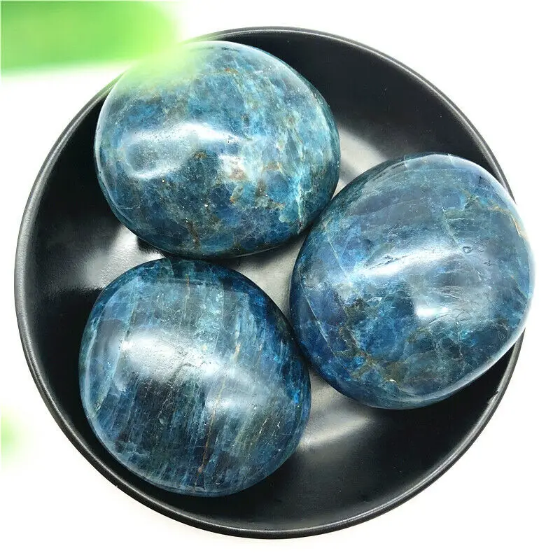 

Wholesale 1kg natural blue apatite pocket palm stone handle pieces original polishing stone mineral standard gravel 4-7cm