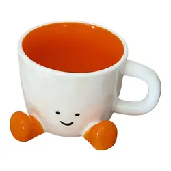 Adorable Smiling Face Foot - Shaped Ceramic Coffee Mug - 301 - 400ml (Orange)