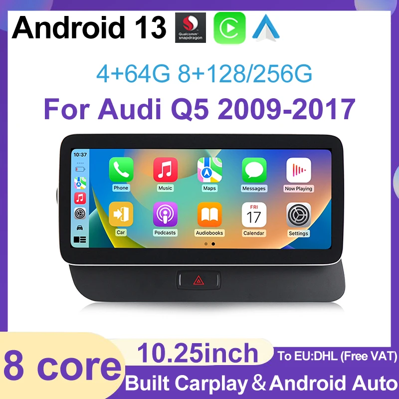 

1920*720 Android13 Qualcomm Wireless Carplay Auto Car Radio For Audi Q5 2009-2017 Stereo DSP 4G Multimedia Player GPS Navigation