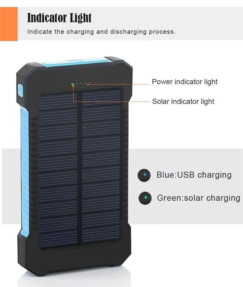 30000mAh Solar Fast Charging Power Bank Portable Waterproof External Battery with Flashlight for Outdoor traveling Xiaomi iPhone small power bank
