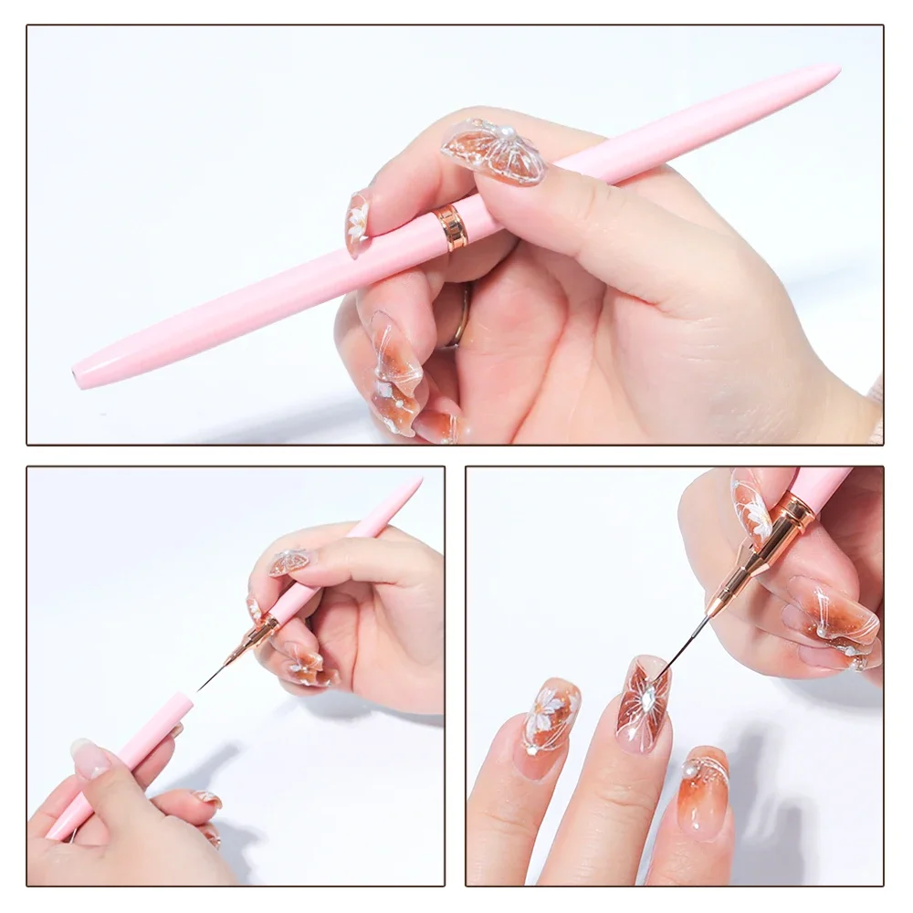 5 Pcs Nail Art Liner Brushes Set Elongated Lines Striping Drawing UV Gel Painting Nail Design Pen Professional Manicure Tool