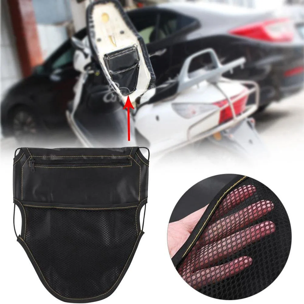 

Motorcycle Scooter Seat Bag PU Leather Scooter Under Seat Storage Pouch Bag Multiple Pockets Organizer For Wallet Document Card