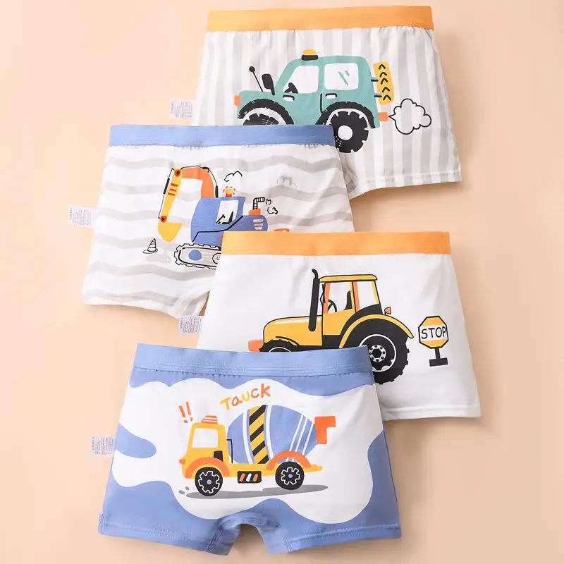 4 Pack Summer boy Underwear Set Children Cartoon Clothes Boyshorts Soft and Comfortable Safety Panties for Little School child