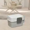 Hooded Cat Litter Box with Lid Low Entry for Indoor Cats Large Cat Potty 4