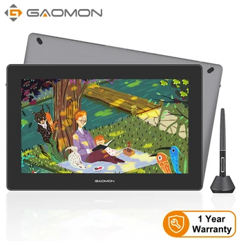 GAOMON PD1621 Graphics Tablet Monitor 15.6 Inch Drawing Display 4K IPS 10-finger Touch Screen Leather Stand