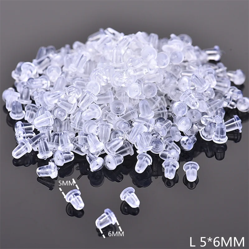 200-2000pcs Soft Silicone Rubber Earring Back Stoppers for Stud DIY Fine Accessories Bullet Tube Plugs 