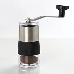 Compact Stainless Steel Ceramic Core Manual Coffee Bean Grinder with Visual Chamber (1PCS-W310)