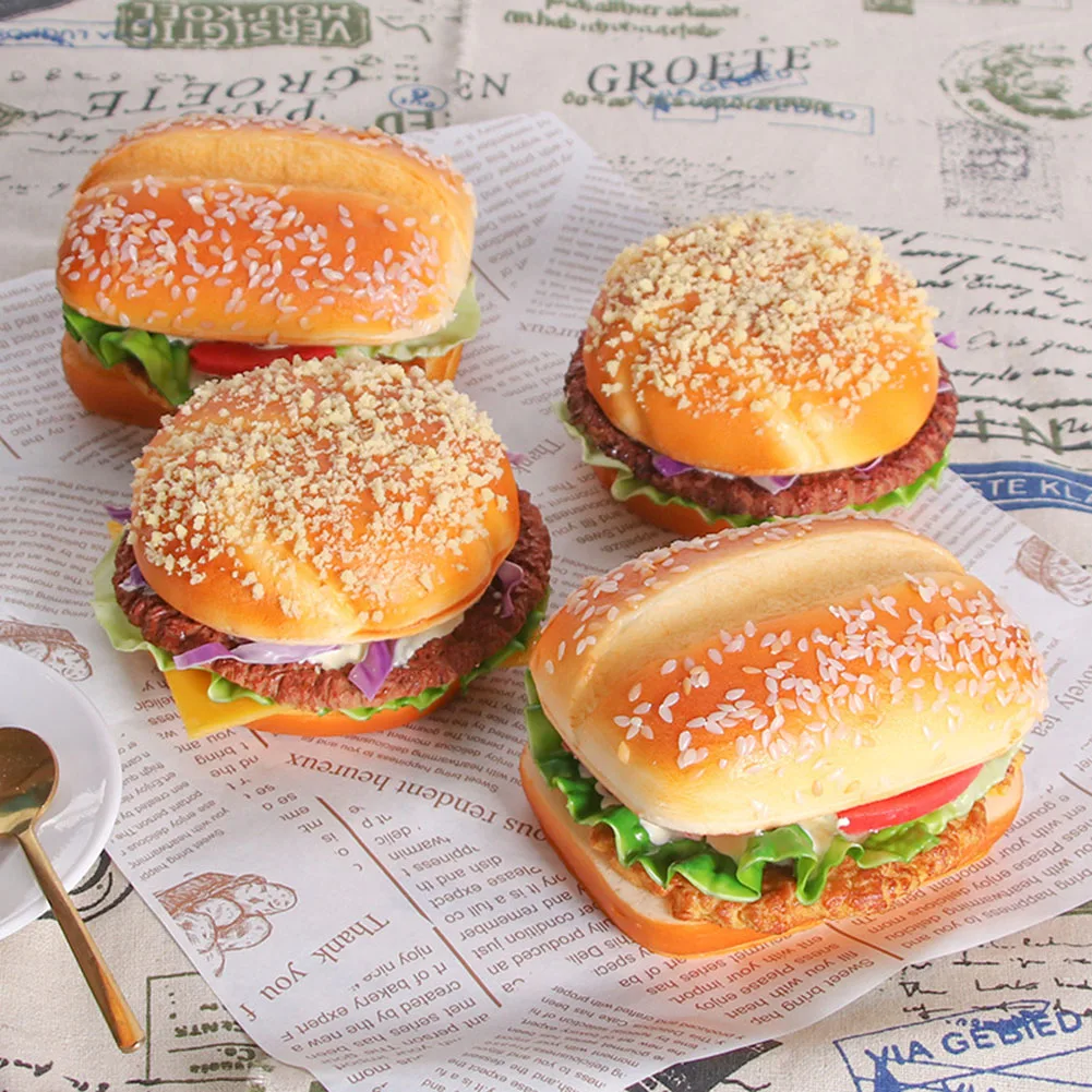 

1PC Artificial Hamburger Fake Food Toy Decoration Bread Food Photography Pro Food Simulation Sample Model Kitchen Decoration