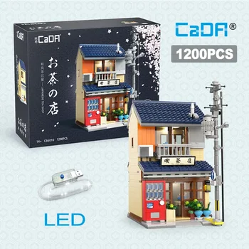 With Packaging BOX LED City Japanese Tea Shop House Architecture Building Blocks Friends Shop Figures Bricks Toys for Kid Gifts 1