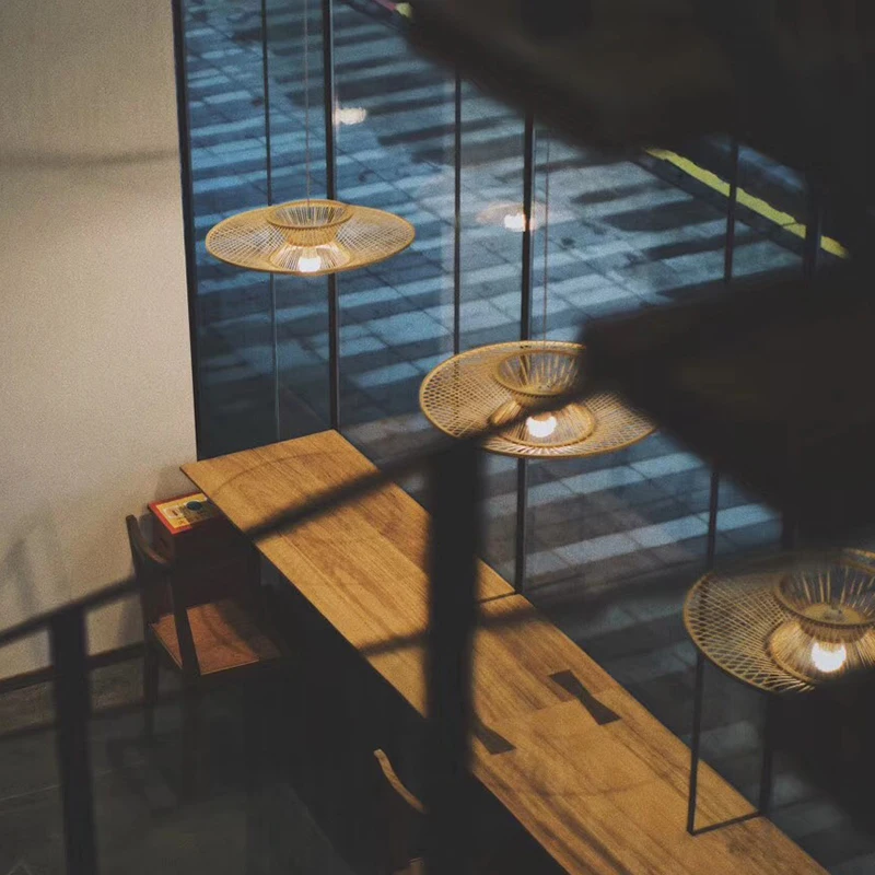 Chinese-style bed and breakfast restaurant living room bedroom tatami ceiling lamp bamboo weaving