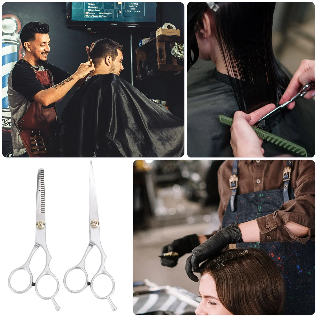 

2pcs Salon Professional Stainless Steel Hair Cutting Thinning Shears Hairdressing Set