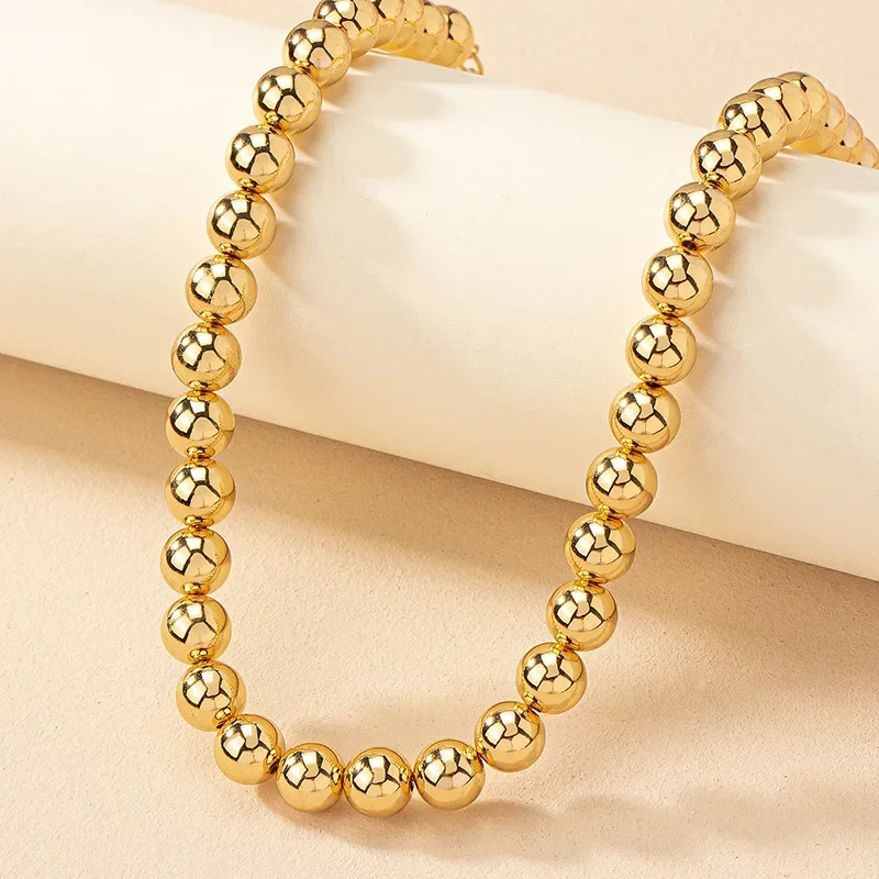 Steampunk Gold Color Ball Beads Chain Necklace For Women Men